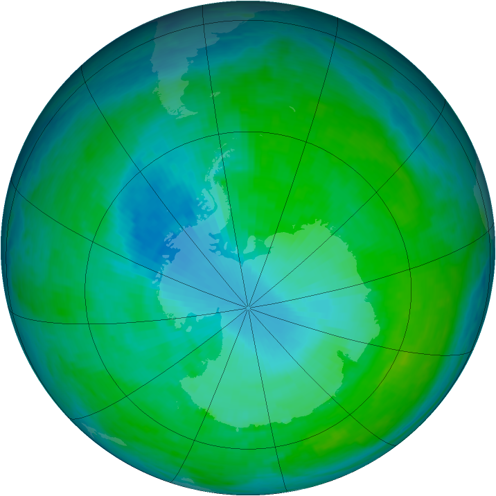 Antarctic ozone map for 11 January 1993